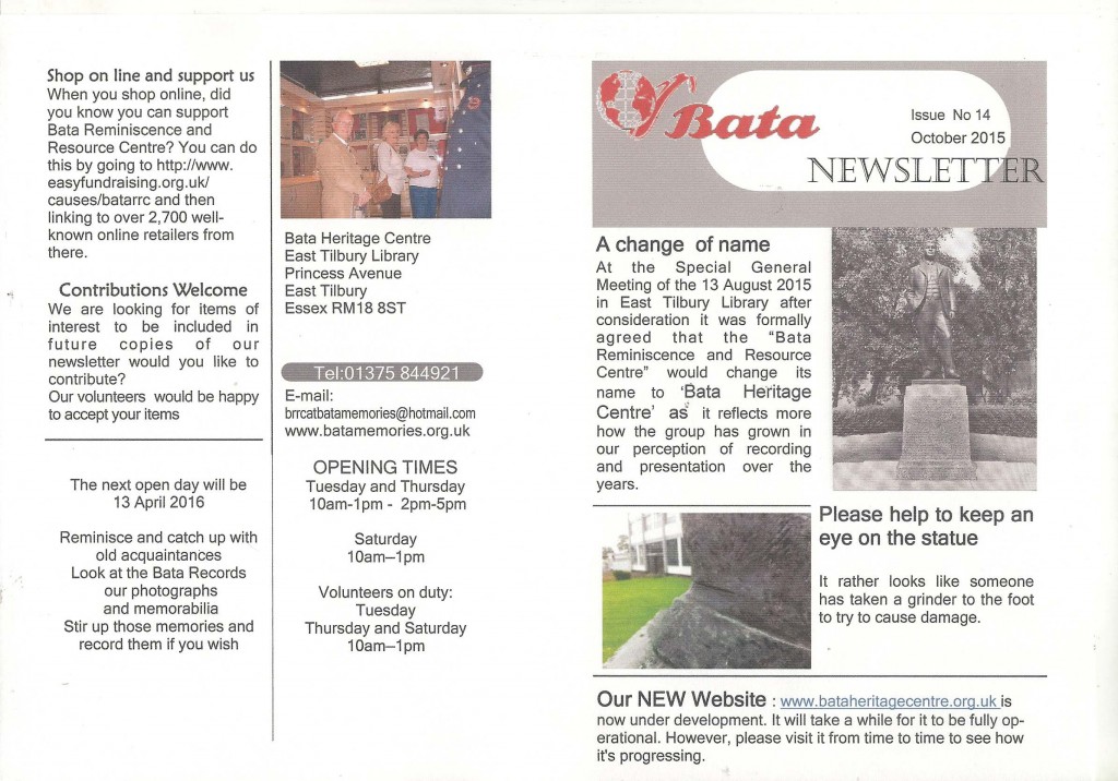Newsletter (October 2015) Pages 1 and 4