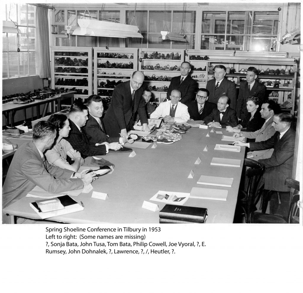 Senior Bata management discussing designs at the Spring Shoeline Development 1953 in East Tilbury